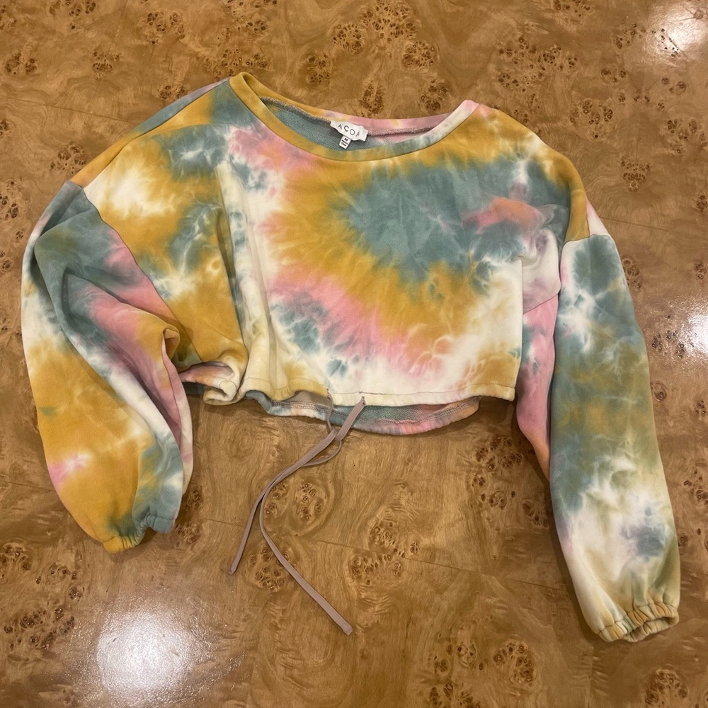 ACOA Tie Die Crop Sweatshirt, Size M